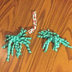 Girls ribbon curl hair barrette set strawberry tie